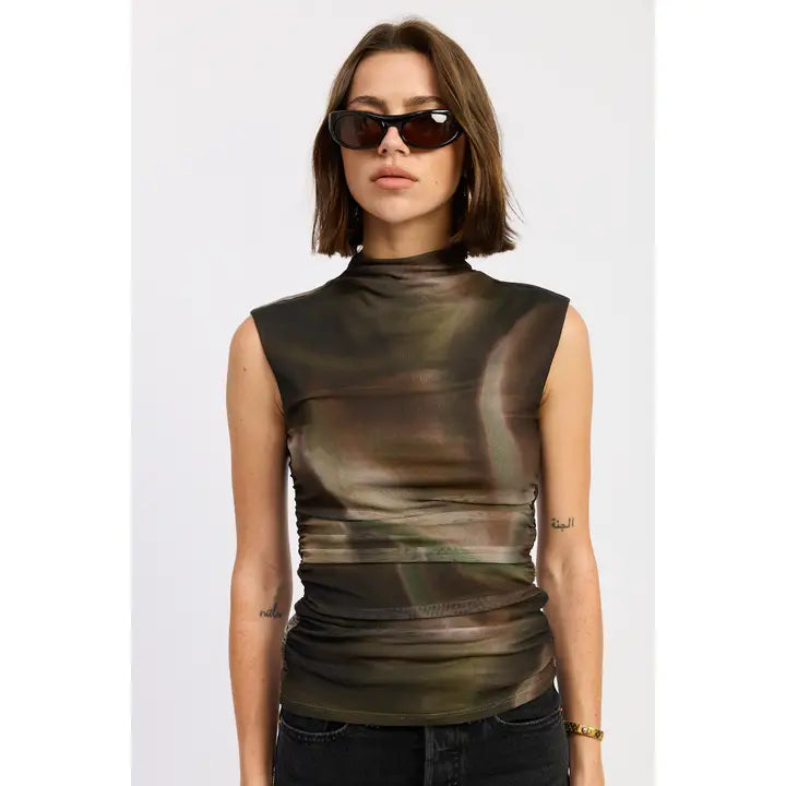 Dropped Shoulder Mesh Top