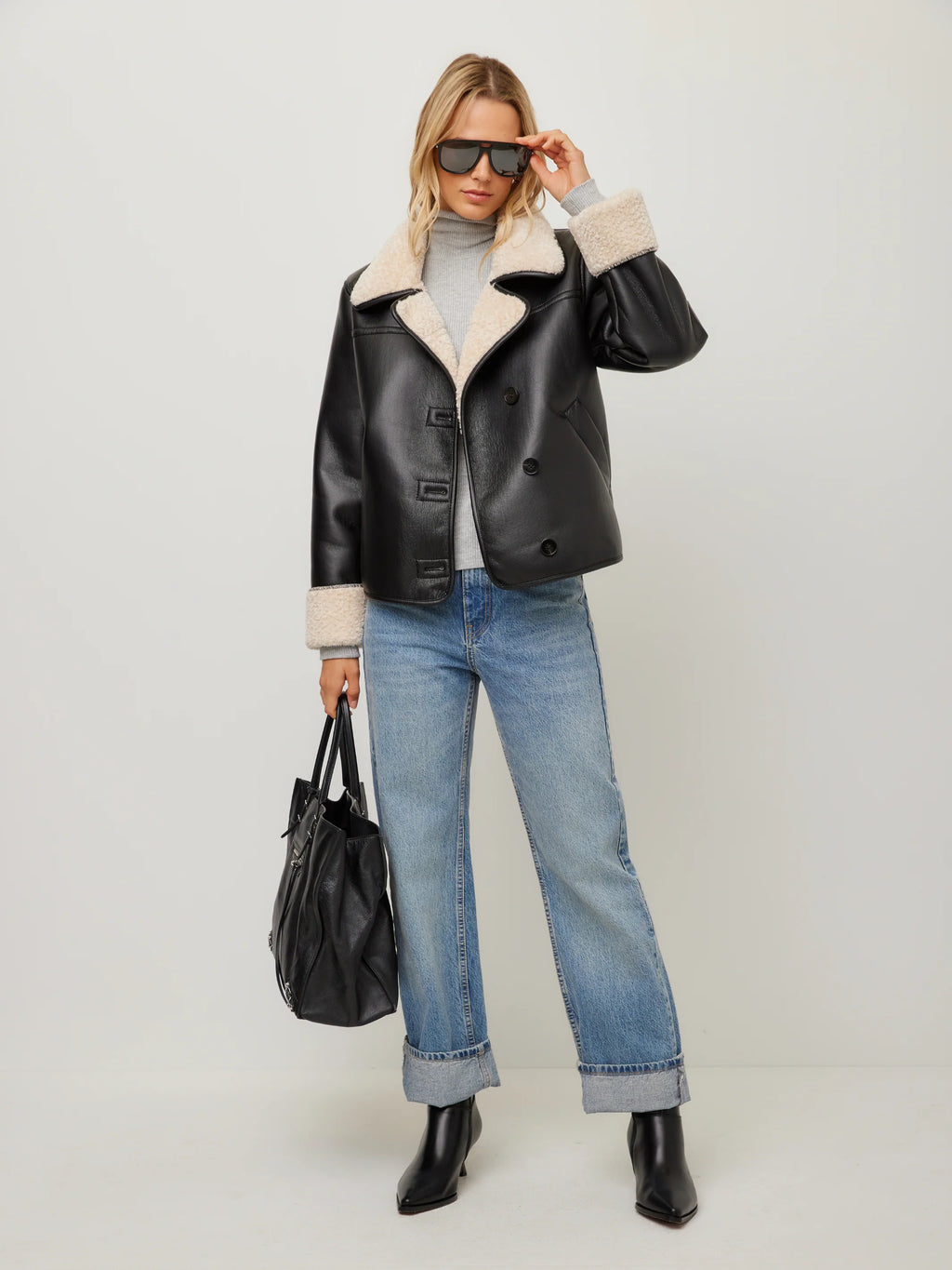 Tara Faux Leather Shearling Jacket