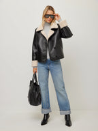 Tara Faux Leather Shearling Jacket