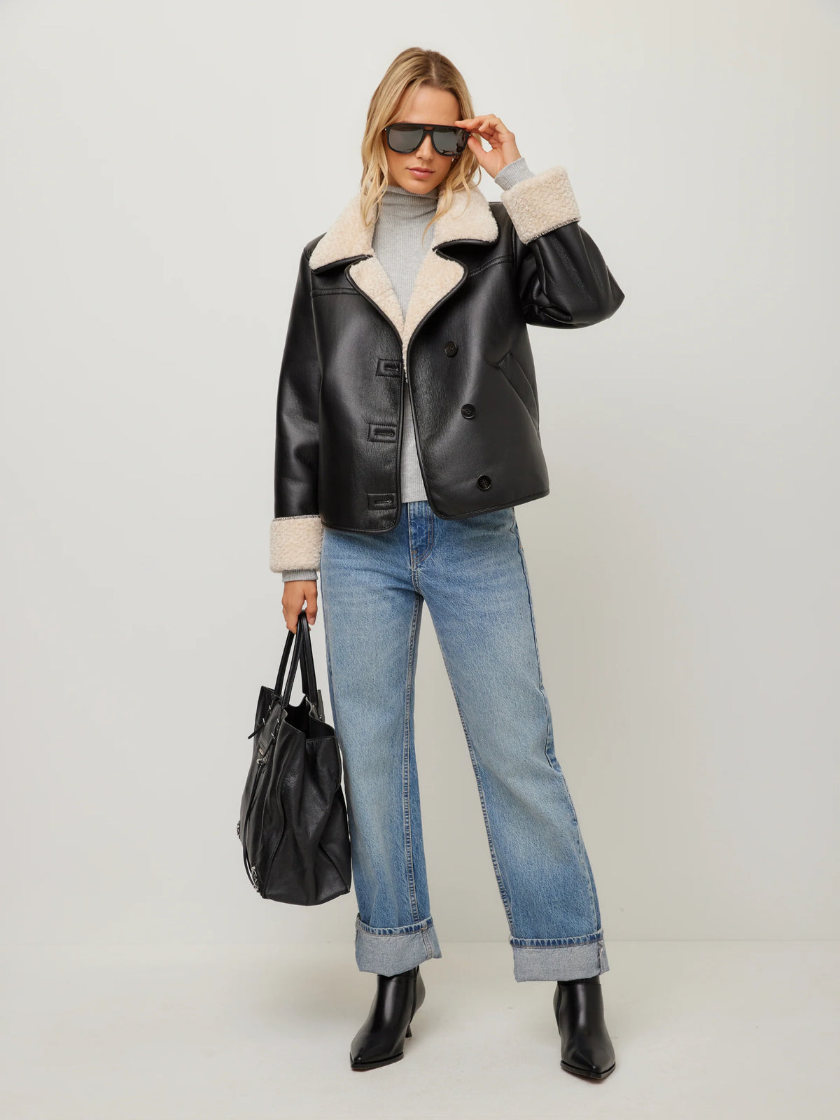 Tara Faux Leather Shearling Jacket