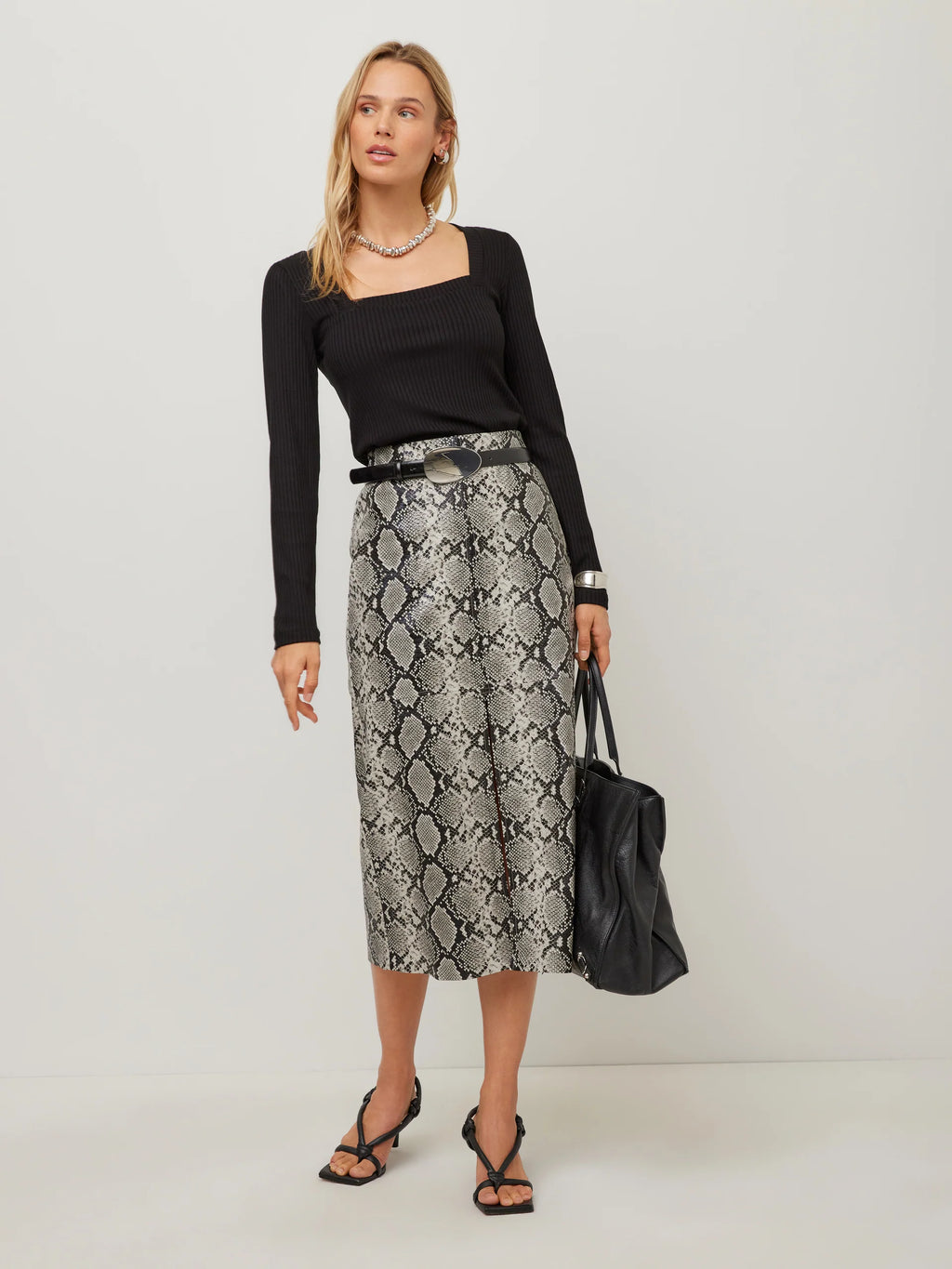 Kaia Faux Leather Midi Skirt