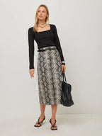 Kaia Faux Leather Midi Skirt