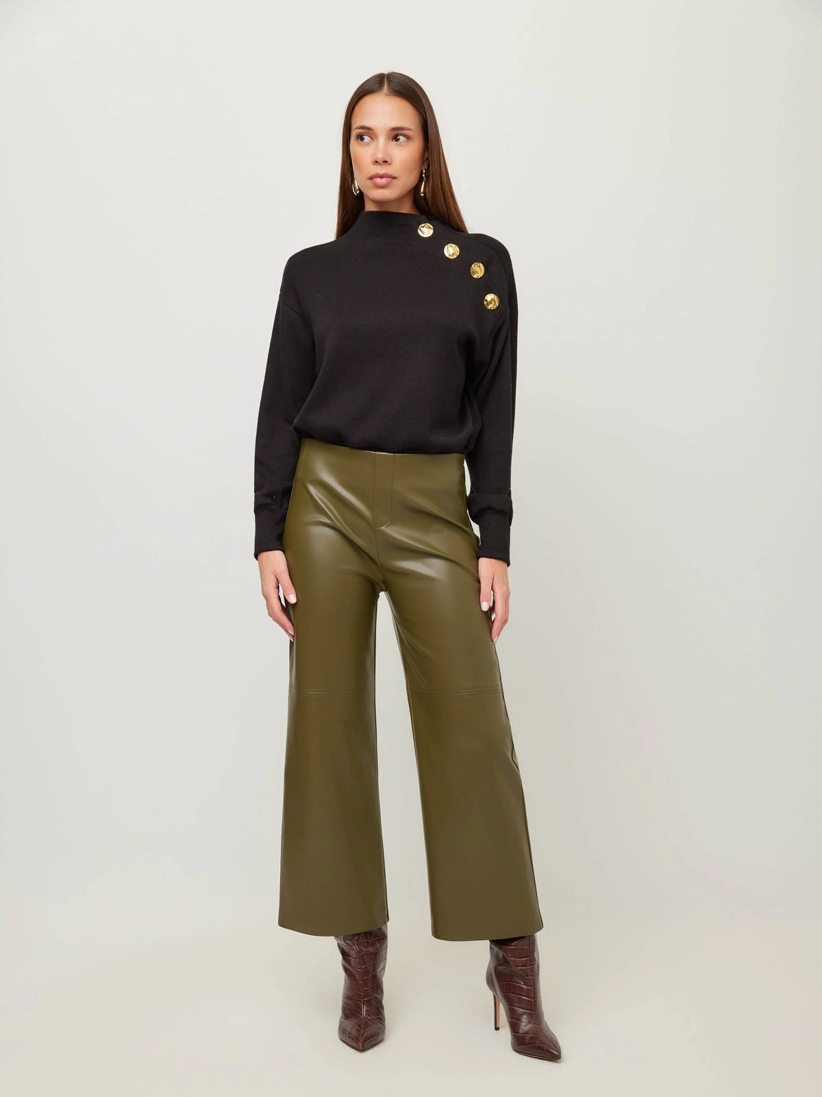 Faux Leather Cropped Pants