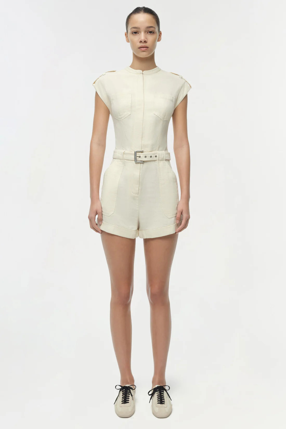 Tinka Belted Linen Romper