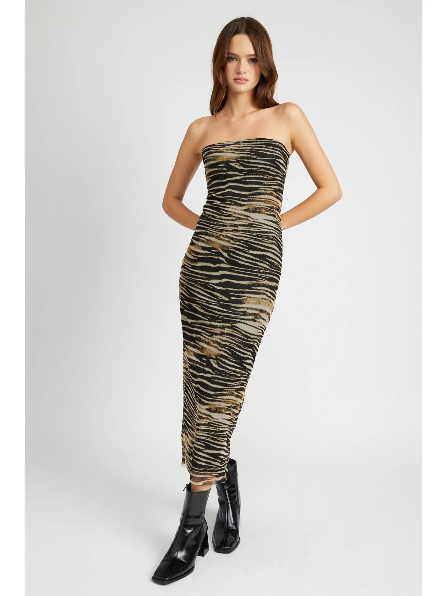 Strapless Camo Maxi Dress