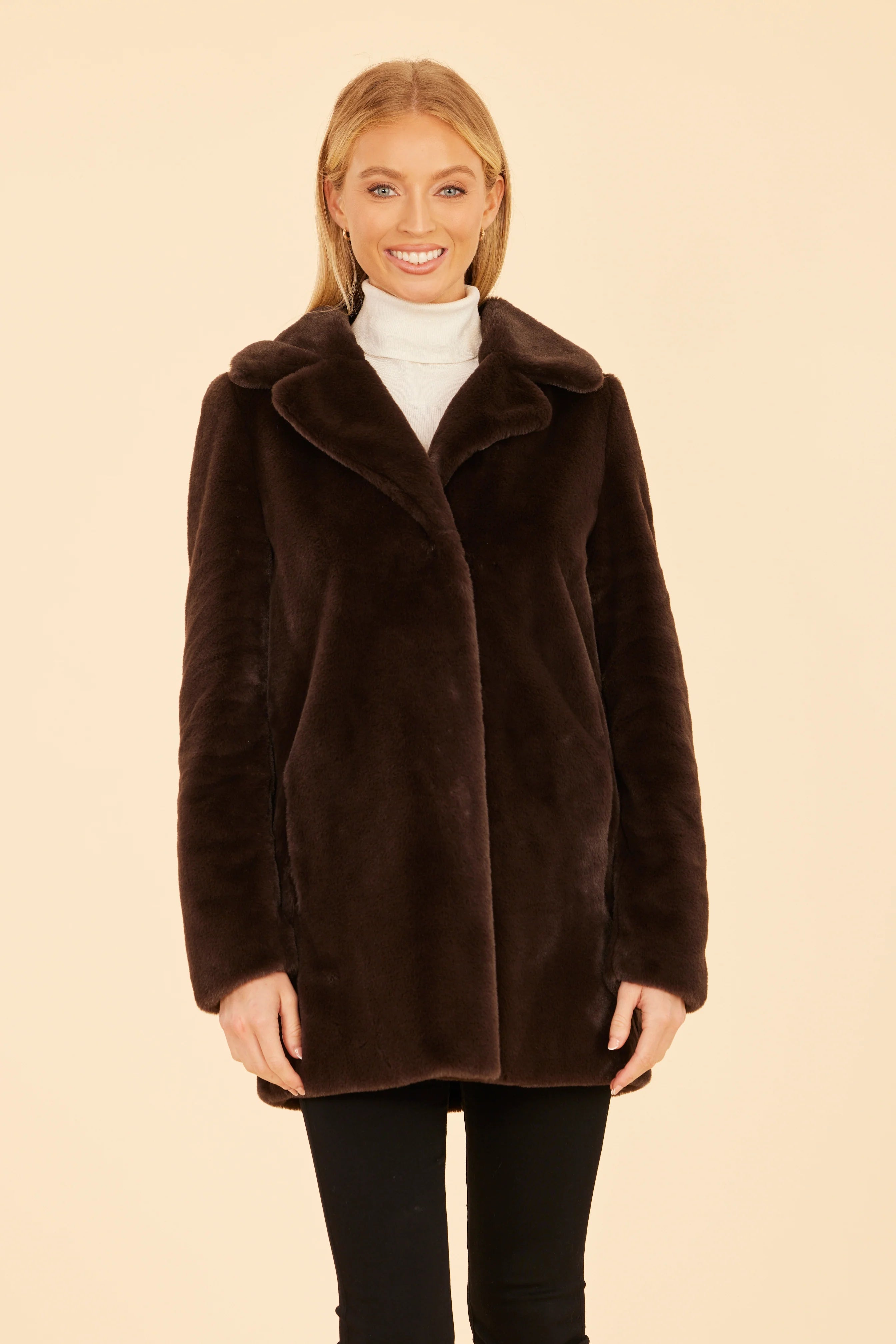 Mid Length Faux Fur Coat