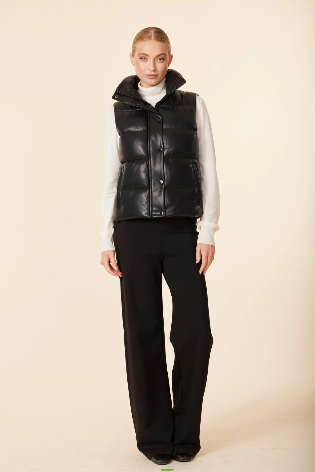 Faux Leather Puffer Vest