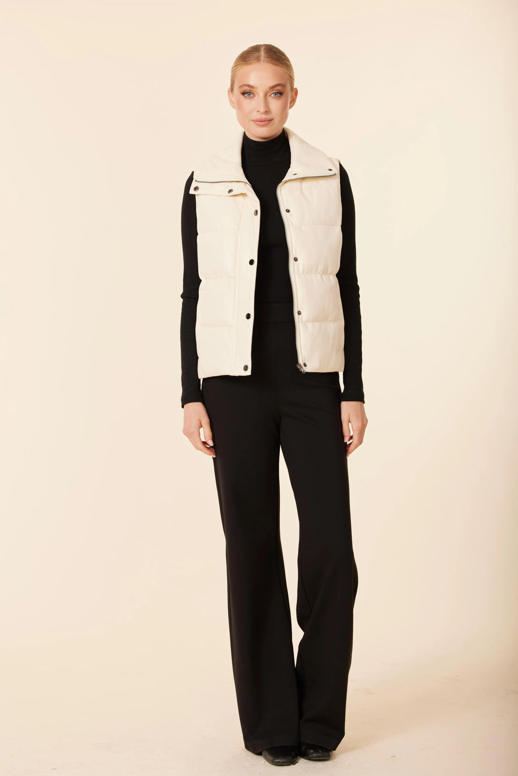 Faux Leather Puffer Vest