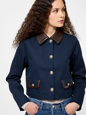 Vegan Leather Trim Jacket