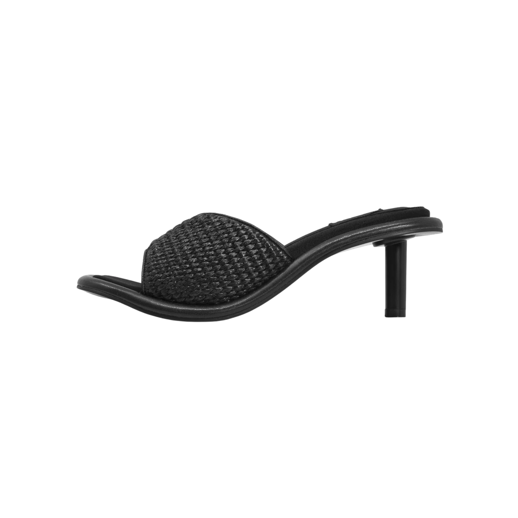 Chevy Heel Black Raffia