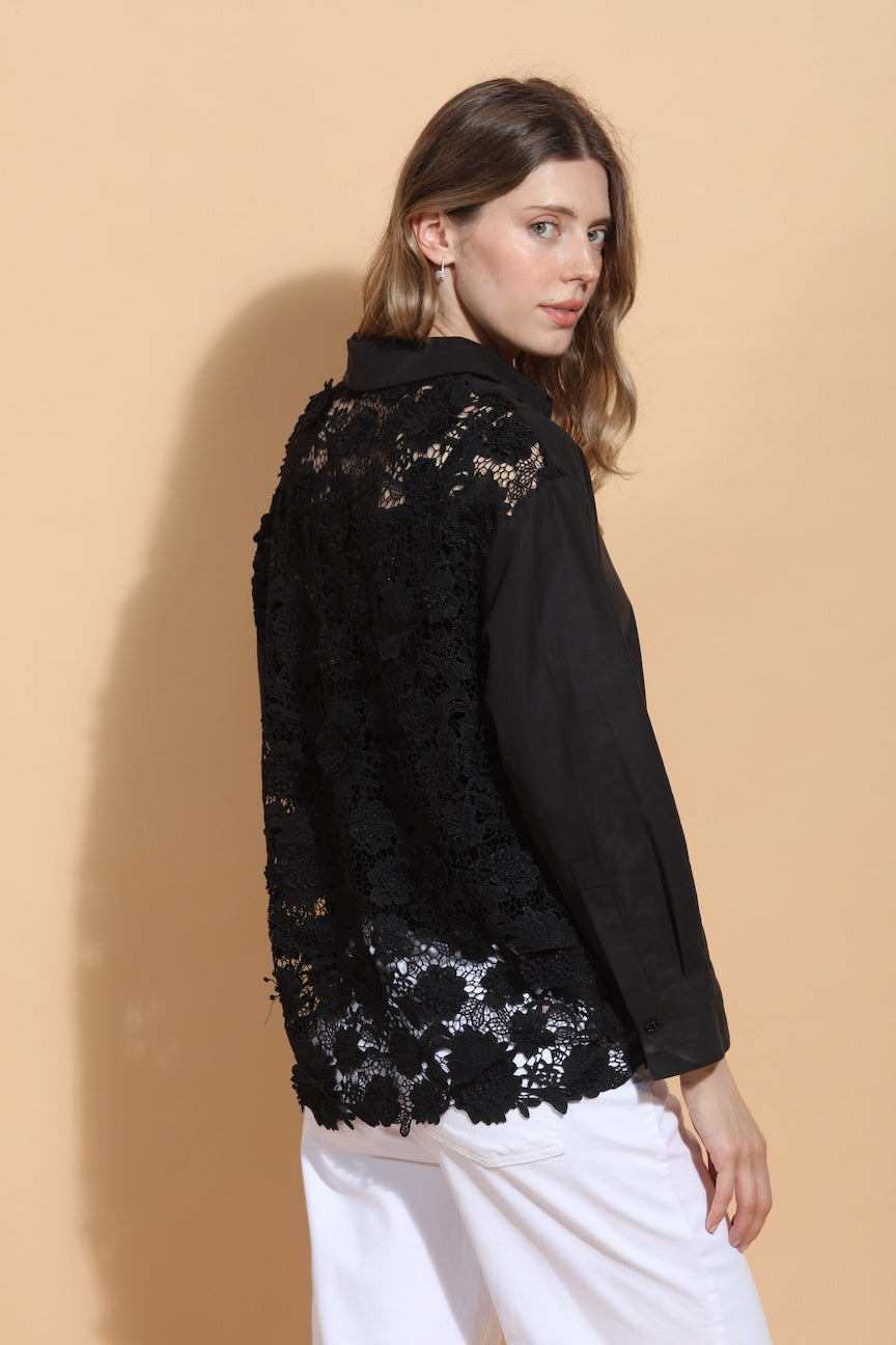 Lace Appliqué Back Shirt