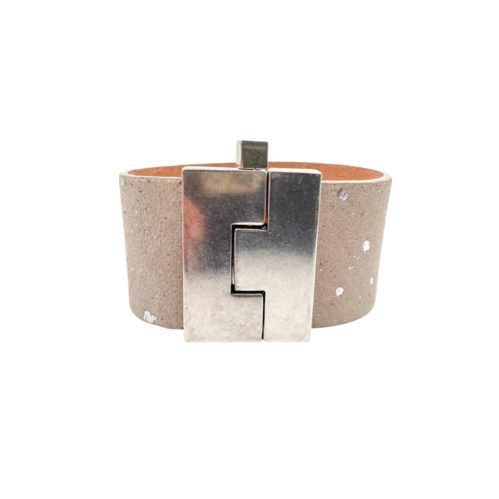 Wide Leather Jigsaw Cuff