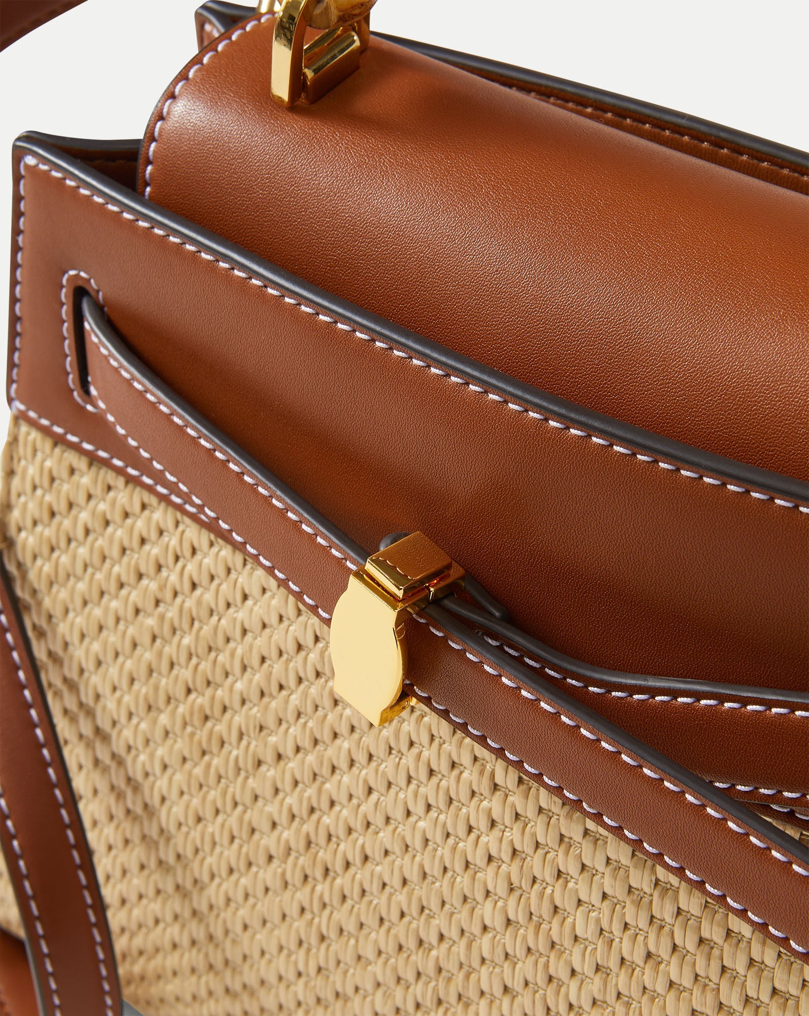 Raffia Dash Top-Handle Bag