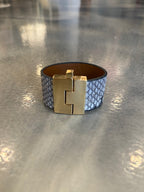 Wide Leather exotics skin Jigsaw Cuff