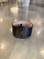 Wide Leather exotics skin Jigsaw Cuff