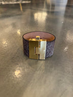 Wide Leather exotics skin Jigsaw Cuff