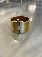 Wide Leather exotics skin Jigsaw Cuff