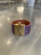 Wide Leather exotics skin Jigsaw Cuff