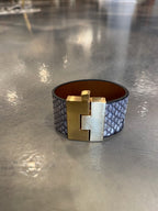 Wide Leather exotics skin Jigsaw Cuff