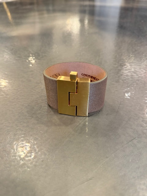 Wide Leather Jigsaw Cuff