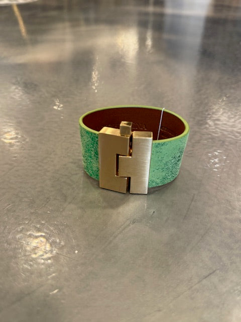 Wide Leather Jigsaw Cuff