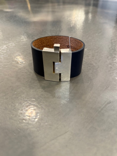 Wide Leather Jigsaw Cuff