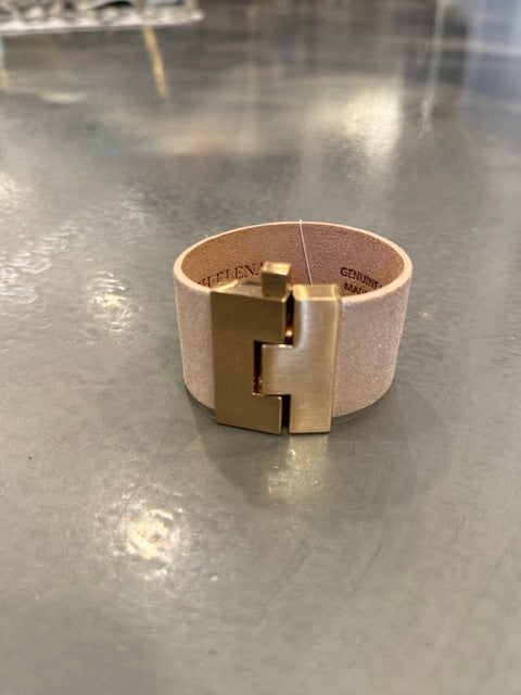 Wide Leather Jigsaw Cuff