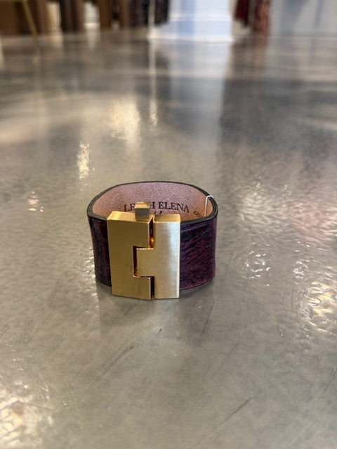 Wide Leather premium exotic skin Jigsaw Cuff