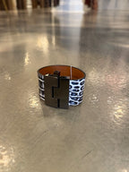Wide Leather premium exotic skin Jigsaw Cuff