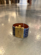 Wide Leather premium exotic skin Jigsaw Cuff