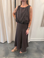Linen Bubble Top/Linen Midi Skirt Set