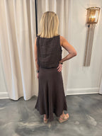 Linen Bubble Top/Linen Midi Skirt Set