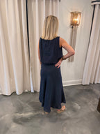 Linen Bubble Top/Linen Midi Skirt Set