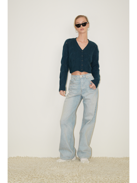 Jolie V-NK Cropped Cable Cardigan
