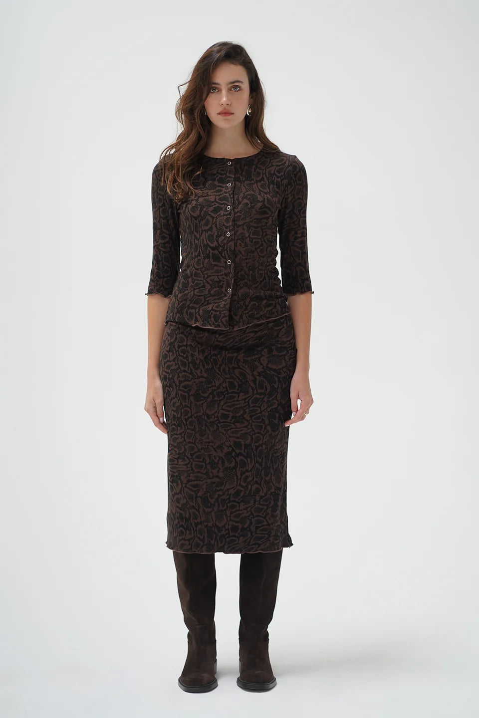 Leony Printed Rib Skirt