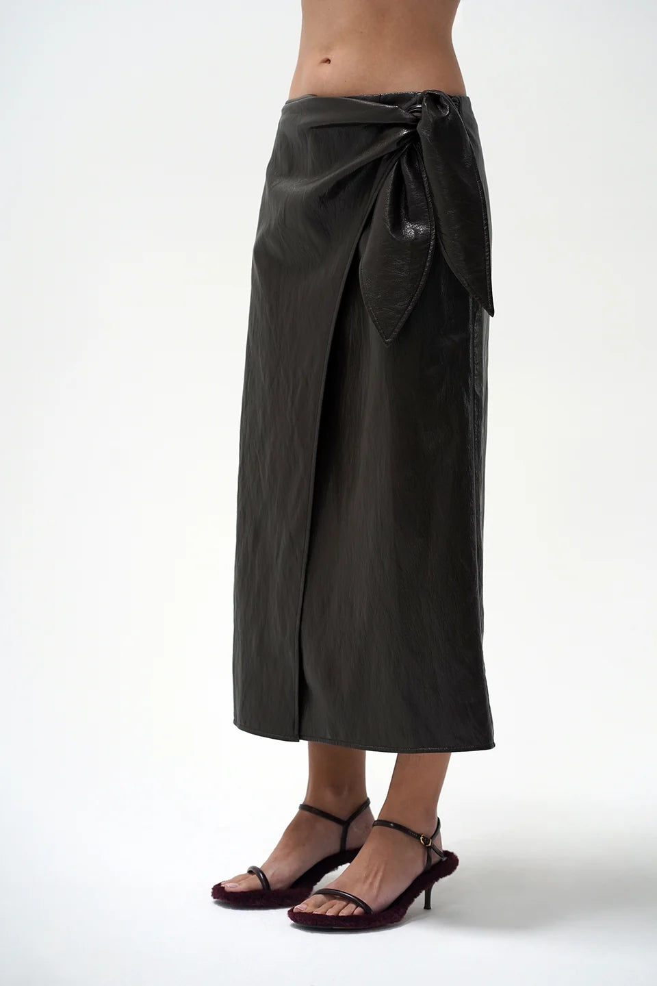 Vega Faux Leather Wrap Skirt
