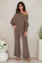 Asymmetrical Sweater - Knit Flared Pant Set