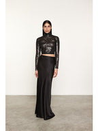 Sequin Cropped L/S Mock Neck