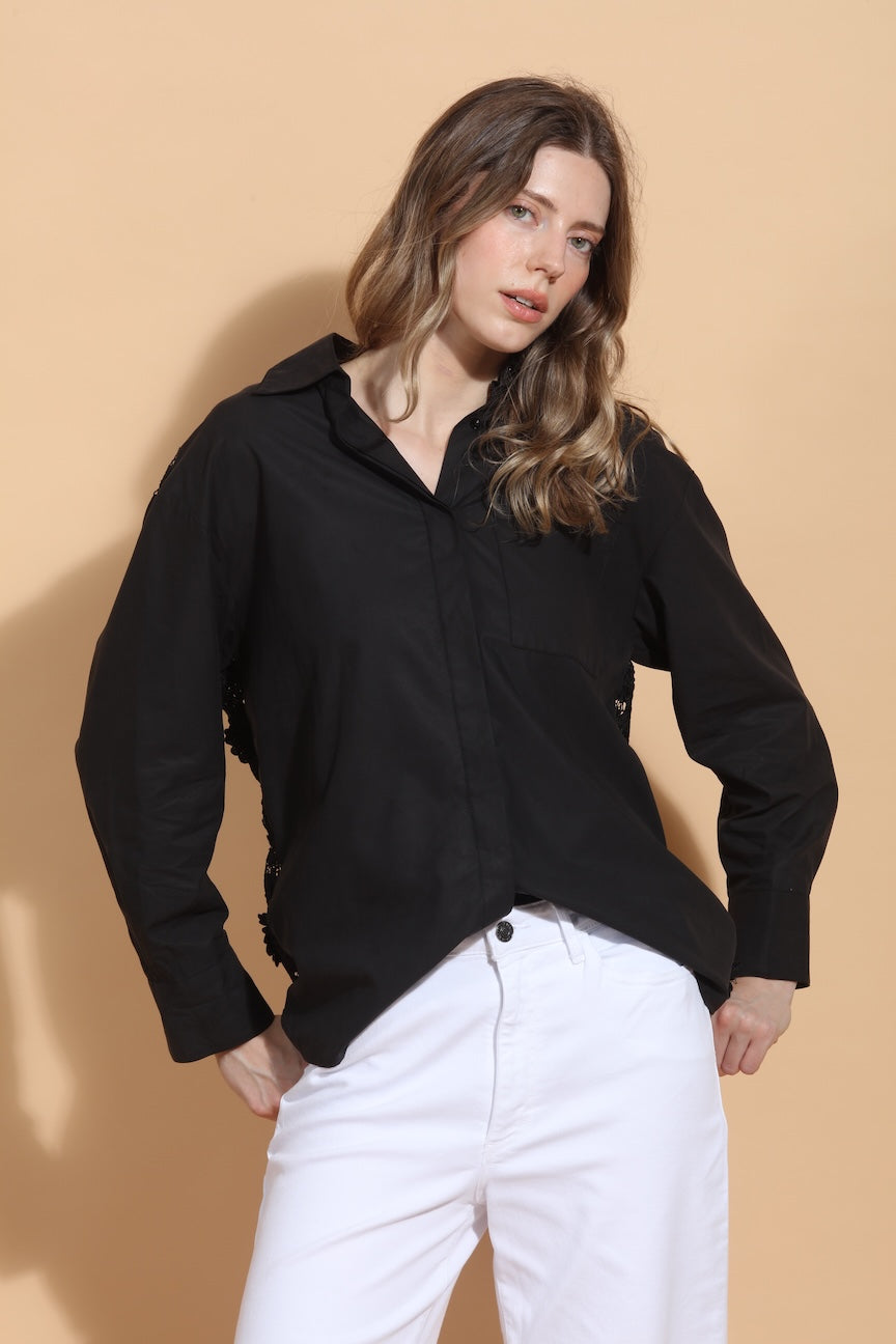 Lace Appliqué Back Shirt