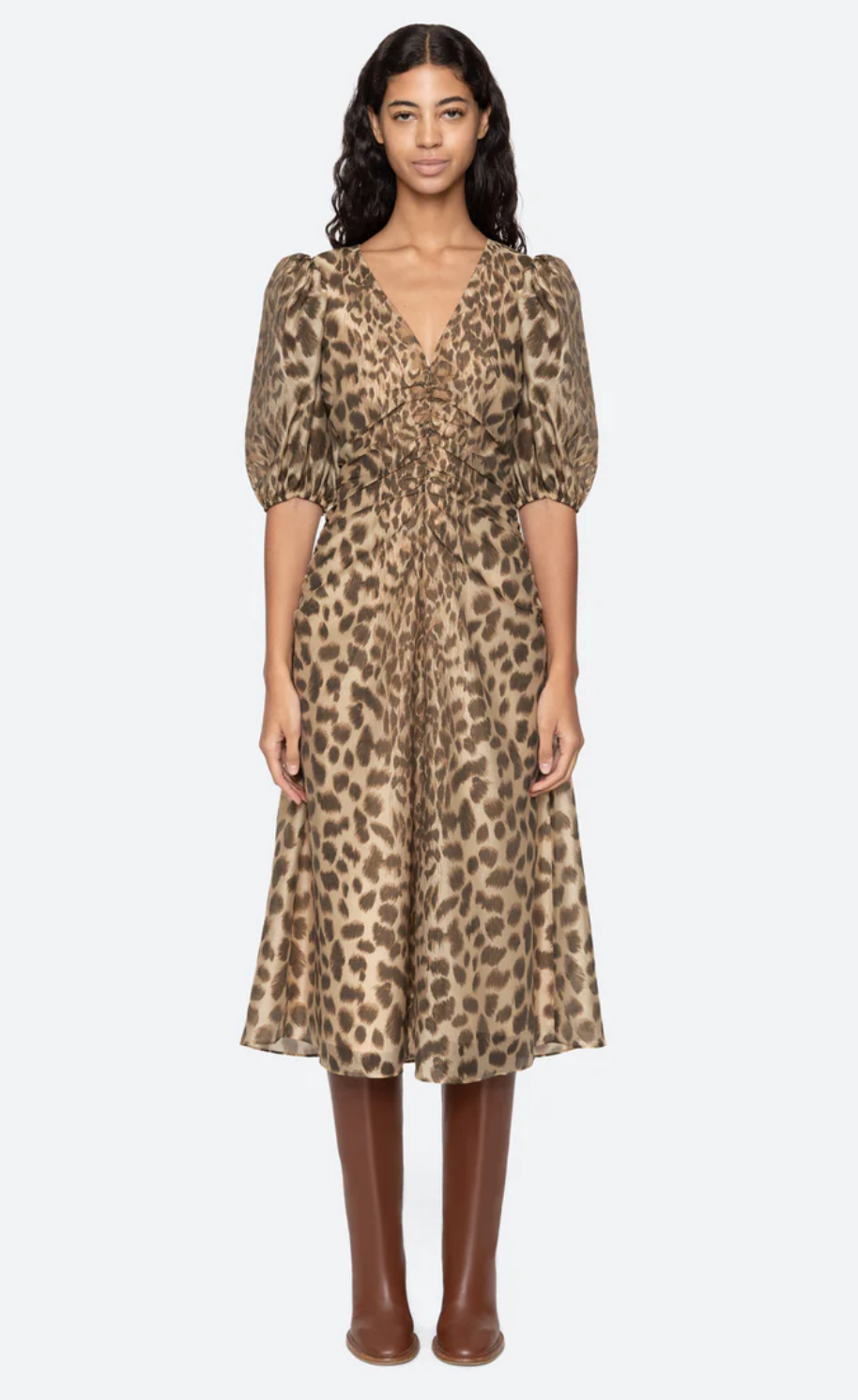 Claude Print Puff SLV Midi Dress