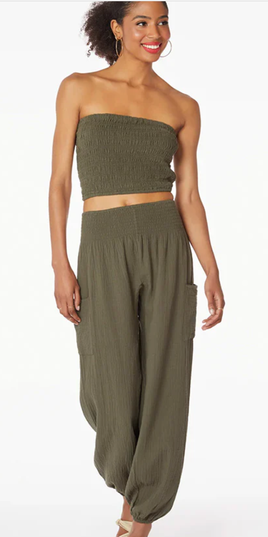 Smocked Tube Top / WL Waist Pant Set