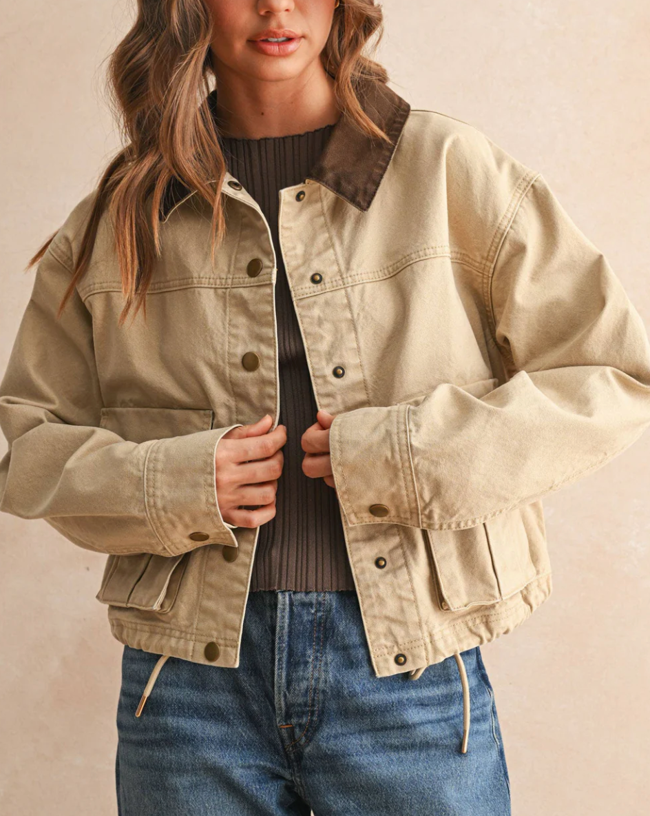 Collar Contrasted Utility Jacket
