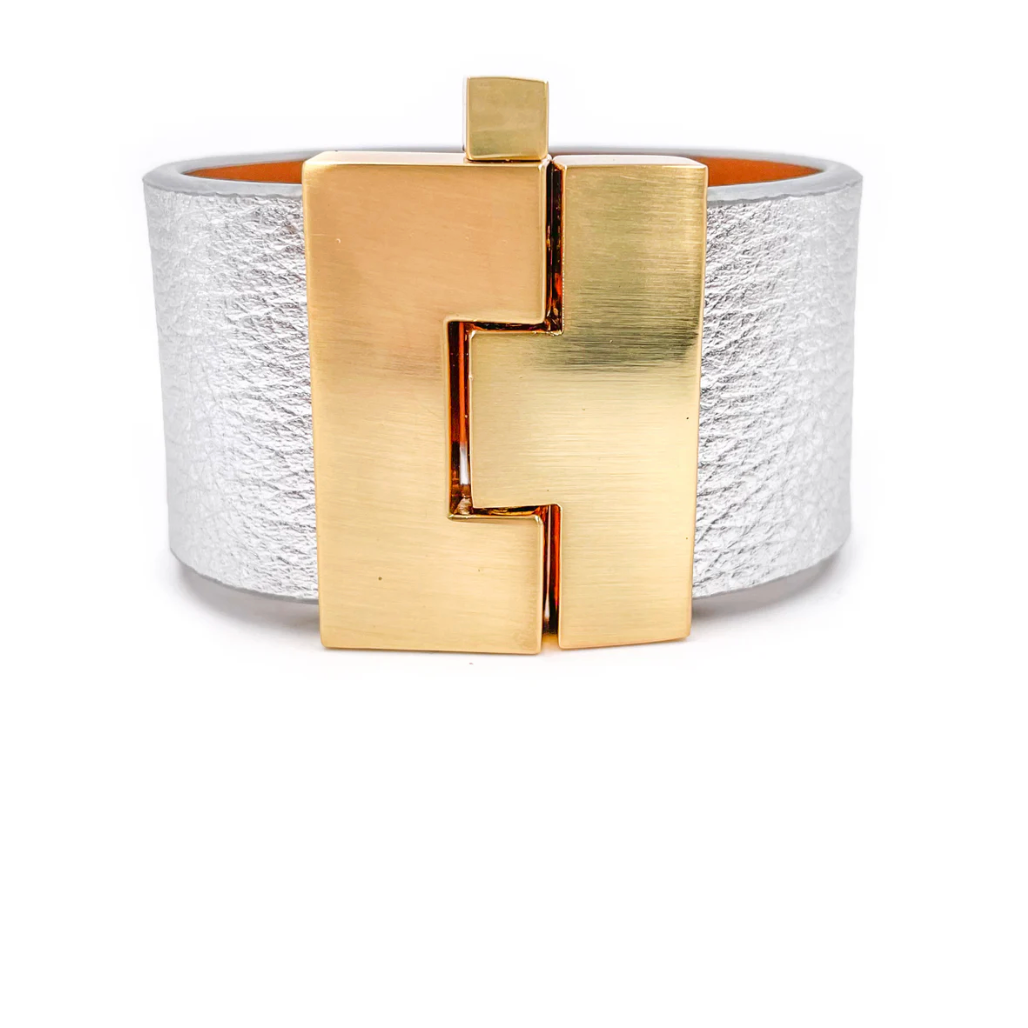 Wide Leather Jigsaw Cuff