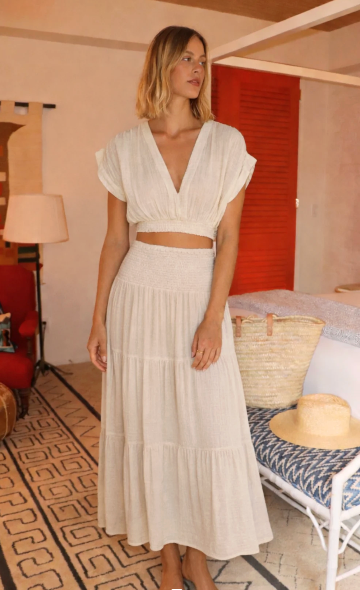 Smocked Maxi Skirt Gauze