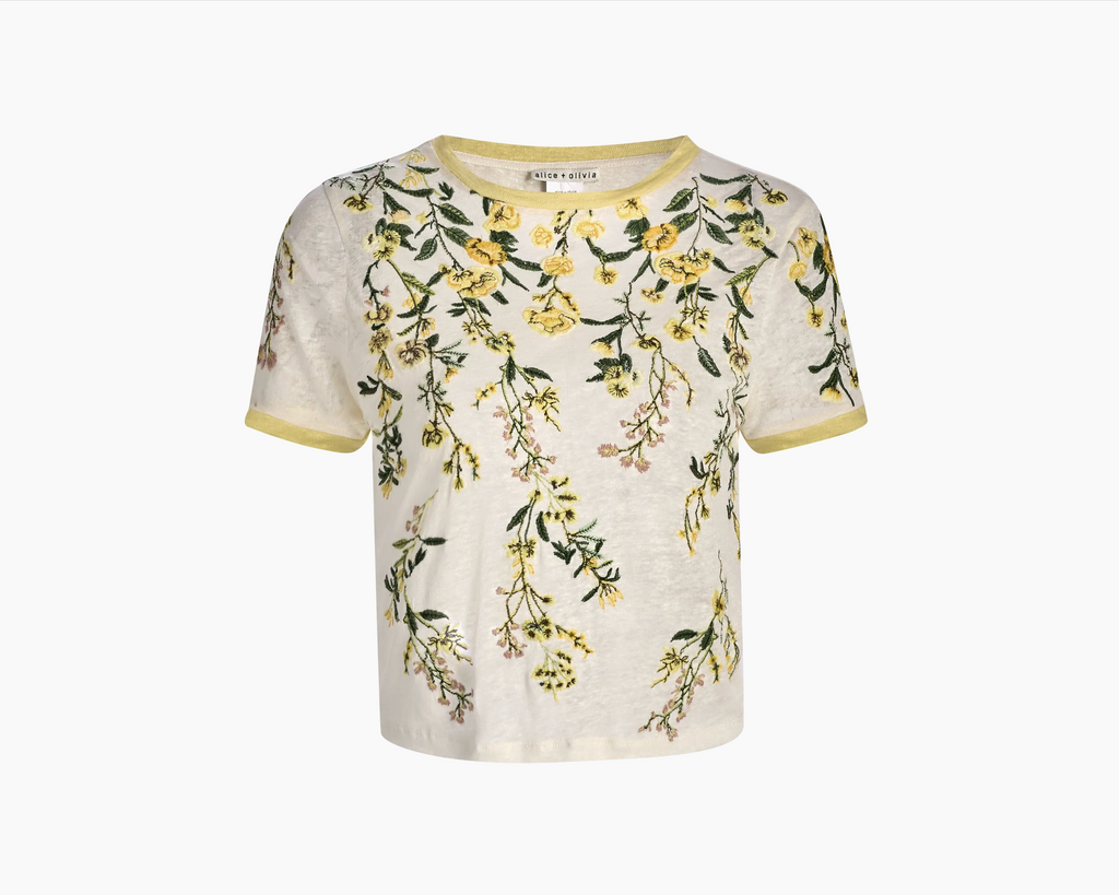 Cindy Embroidered Cropped Tee