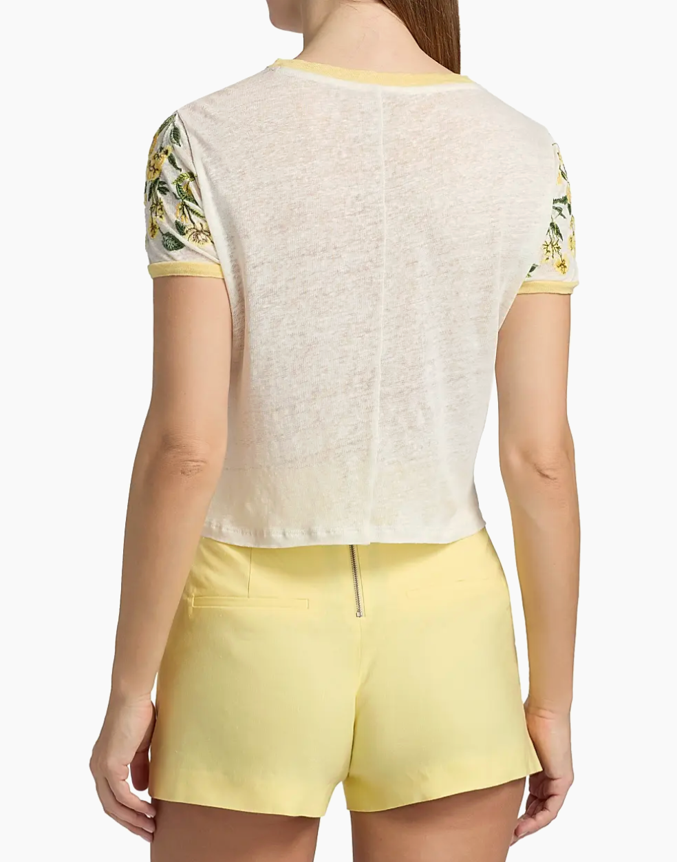 Cindy Embroidered Cropped Tee