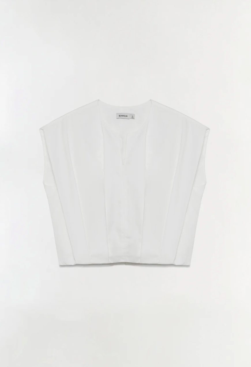 Wrenli Cotton Pleated Top