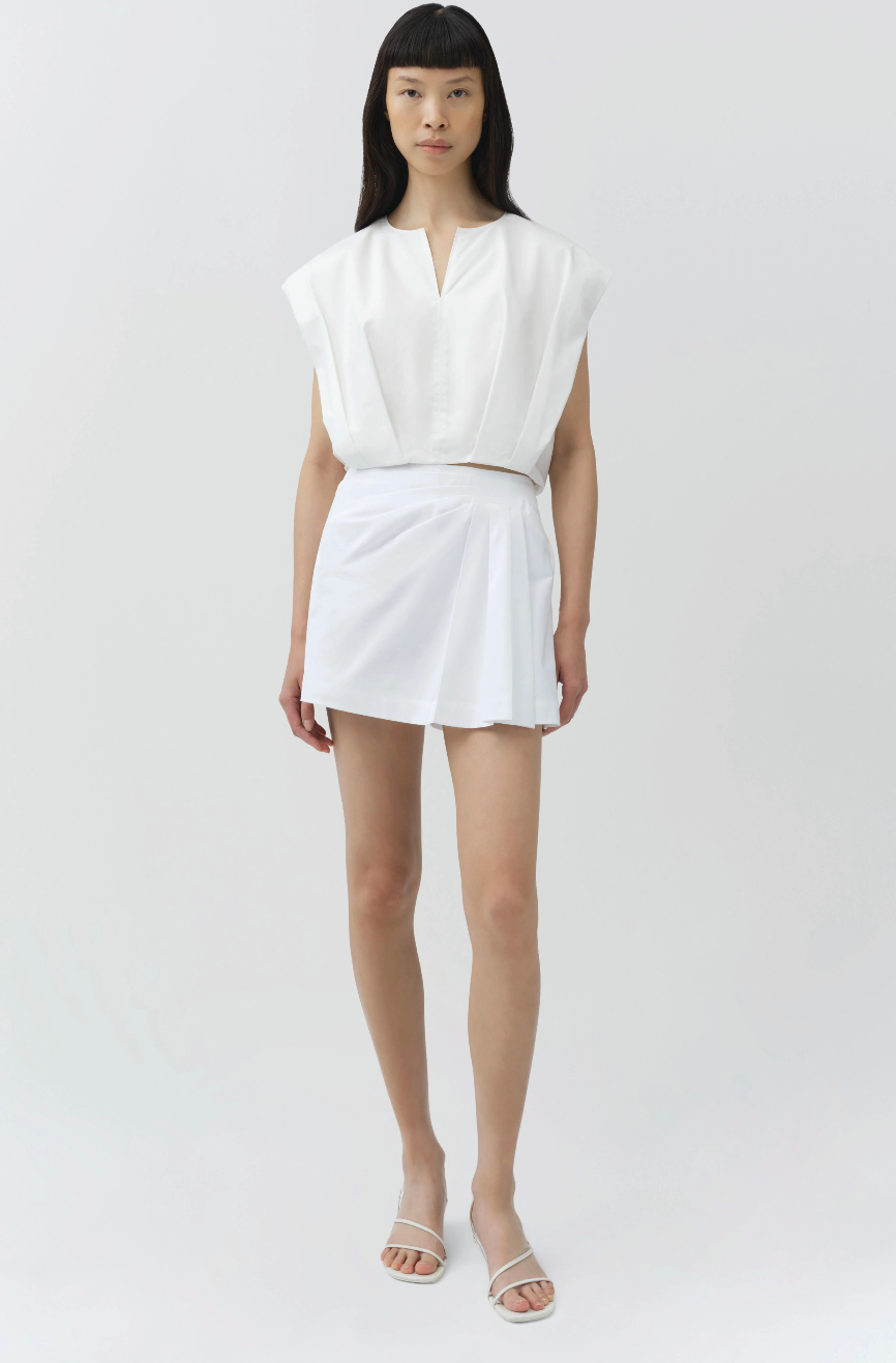 Wrenli Cotton Pleated Top