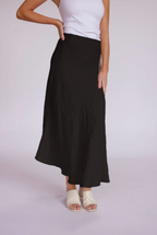 Crinkle Linen Midi Skirt