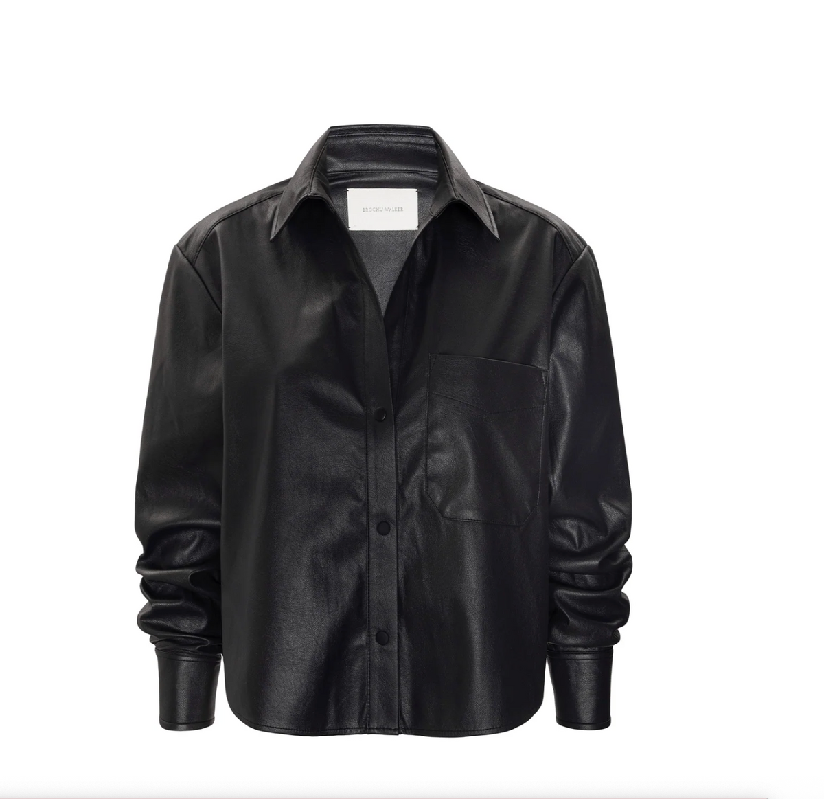 The Everyday Cropped Vegan Leather Shirt